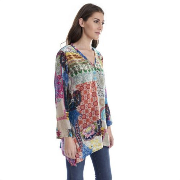 Johnny Was Gigi Velvet Tunic V Neck Long Sleeve - Picture 4 of 4